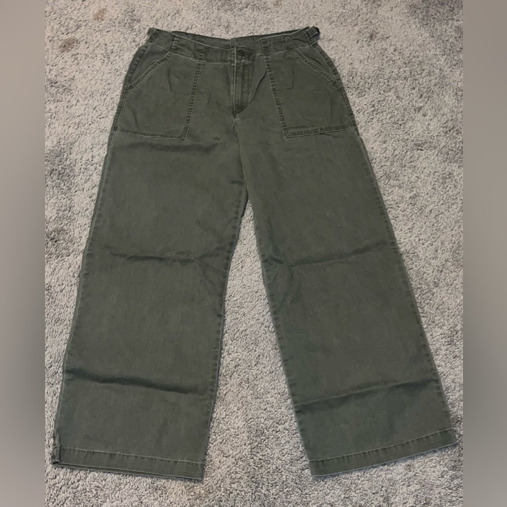 Casual Green Wide-Leg Pants